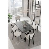 Avvio Dora Elma Sandalye 80X140 Yemek Masası Mutfak Masası 6 Kişilik Masa Sandalye Takım