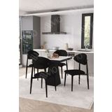 Avvio Elite Siyah Polo Metal Sandalye 90X90 Kare Yemek Masası Mutfak Masası Masa Sandalye Takımı