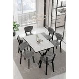 Avvio Elma Sandalye 80x140 Yemek Masası Mutfak Masası 6 Kişilik Masa Sandalye Takım Beyaz