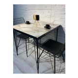 Avvio Ezgi 2 Kişilik 60X90 Yemek Masası Takımı-Mutfak Masası Takımı-Beyaz Mermer Oval Kenar