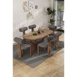 AVVİO İcon Bohem Ayak 6'Lı Metal Pofi Demonte Sandalye 80x160 Masa Sandalye Takımı