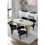 AVVİO İskandinav Traverten 80X 140 Yemek Masası Mutfak Masası 4 Kişilik Masa Sandalye Takımı