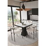 Avvio Lago Siyah Lake Mdf Ayak 80x80 Yemek Masası Mutfak Masası 4 Kişilik Masa Takımı Teddy Sandalye BEYAZ