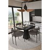 Avvio Lago Siyah Lake Mdf Ayak 80x80 Yemek Masası Mutfak Masası 4 Kişilik Masa Takımı Teddy Sandalye SİYAH MERMER
