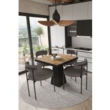 Avvio Lago Siyah Lake Mdf Ayak 80X80 Yemek Masası Mutfak Masası 4 Kişilik Masa Takımı Teddy Sandalye