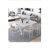 Avvio Larina Beyaz Teddy Sandalye 80X140 Yemek Masası Mutfak Masası 6 Kişilik Masa Sandalye Takımı
