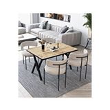 Avvio Lavinya Teddy Sandalye 80x120 Yemek Masası Mutfak Masası 4 Kişilik Masa Sandalye Takımı(bukle Kumaş) CEVİZ