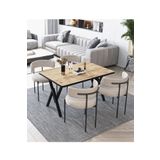 Avvio Lavinya Teddy Sandalye 80X120 Yemek Masası Mutfak Masası 4 Kişilik Masa Sandalye Takımı(Bukle Kumaş)