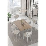 Avvio Lidyana Elma Sandalye 80x140 Yemek Masası Mutfak Masası 6 Kişilik Masa Sandalye Takım Akça