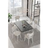 Avvio Lidyana Elma Sandalye 80X140 Yemek Masası Mutfak Masası 6 Kişilik Masa Sandalye Takım