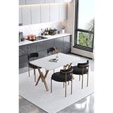 Avvio Lionte Teddy Sandalye 80x120 Yemek Masası Mutfak Masası 4 Kişilik Masa Sandalye Takımı(bukle Kumaş) BEYAZ