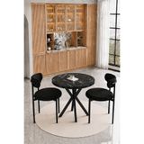 AVVİO Liora Teddy Sandalyeli 80x80 Yuvarlak Yemek ve Mutfak Masası Takımı 2 Kişilik