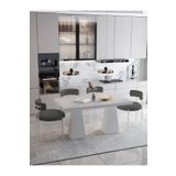 Avvio Lucina Lake Mdf Ayak Teddy Sandalye 80X140 Yemek Masası Mutfak Masası 4 Kişilik Masa Sandalye Takım