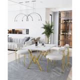 Avvio Mat Gold Teddy Sandalye 80x120 Yemek Masası Mutfak Masası 4 Kişilik Masa Sandalye Takımı Beyaz