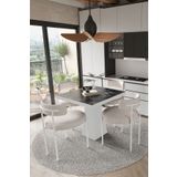 Avvio Mayer Beyaz Lake Mdf Ayak 90X90 Yemek Masası Mutfak Masası 4 Kişilik Masa Takımı Teddy Sandalye