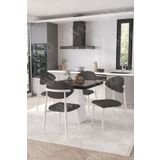 Avvio Melody Beyaz Polo Metal Sandalye 90X90 Kare Yemek Masası Mutfak Masası Masa Sandalye Takımı