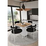 Avvio Milena Beyaz Lake Mdf Ayak 90x90 Yemek Masası Mutfak Masası 4 Kişilik Masa Takımı Teddy Sandalye AKÇA