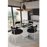 Avvio Milena Beyaz Lake Mdf Ayak 90X90 Yemek Masası Mutfak Masası 4 Kişilik Masa Takımı Teddy Sandalye