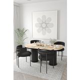 Avvio Miranda Ptt Silindir Ayak 80X140 Oval Yemek Masası Mutfak Masası Masa Sandalye Takımı(Bukle Kumaş)