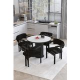 Avvio Moon Ptt Lake Mdf Ayak 4'Lü Tokyo Metal Demonte Sandalye 90X90 Masa Sandalye Takımı