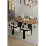 Avvio Nidya Ptt Lake Mdf Ayak 4'Lü Tokyo Metal Demonte Sandalye 80X140 Masa Sandalye Takımı