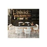 Avvio Night Blue Teddy Sandalye 80X140 Yemek Masası Mutfak Masası 6 Sandalyeli Masa Sandalye Takım