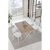 Avvio Parla Beyaz Elma Sandalye 80x120 Yemek Masası Mutfak Masası 4 Kişilik Masa Sandalye Takımı Meşe