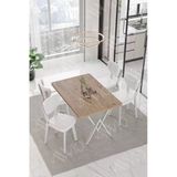 Avvio Parla Beyaz Elma Sandalye 80X120 Yemek Masası Mutfak Masası 4 Kişilik Masa Sandalye Takımı