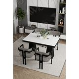 Avvio Pesca Lake Mdf Ayak Tokyo Demonte Sandalye 80x120 Yemek Masası Mutfak Masası 4 Kişilik BEYAZ