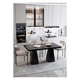 Avvio Pietro Lake Mdf Ayak Teddy Sandalye 80x120 Yemek Masası Mutfak Masası 4 Kişilik Masa Sandalye Takım SİYAH MERMER
