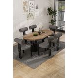 AVVİO pofi Bohem6'Lı Metal Sandalye 80x160 mutfak masa takımı yemek masa takımı Masa Sandalye Takımı