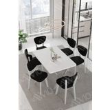 Avvio Rita Beyaz Elma Sandalye 80X140 Yemek Masası Mutfak Masası 6 Kişilik Masa Sandalye Takım
