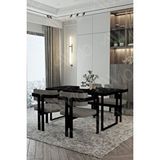 Avvio Roxy Metal Ayak Tokyo Demonte Sandalye 80x120 Yemek Masası Mutfak Masası 4 Kişilik SİYAH MERMER