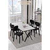 Avvio Rubi Elma Sandalye 80x120 Yemek Masası Mutfak Masası 4 Kişilik Masa Sandalye Takımı BEYAZ