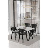 Avvio Rubi Elma Sandalye 80x120 Yemek Masası Mutfak Masası 4 Kişilik Masa Sandalye Takımı Düz Beyaz