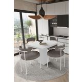 Avvio Savana Beyaz Lake Mdf Ayak 90X90 Yemek Masası Mutfak Masası 4 Kişilik Masa Takımı Teddy Sandalye