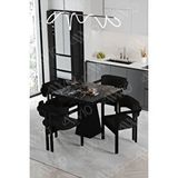 Avvio Sirius Lake Mdf Ayak Tokyo Demonte Sandalye 80x80 Yemek Masası Mutfak Masası 4 Kişilik SİYAH MERMER