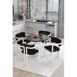 Avvio Sirius Ptt Lake Mdf Ayak 4'Lü Tokyo Metal Demonte Sandalye 90X90 Masa Sandalye Takımı