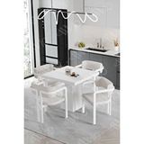 Avvio Sofia Lake Mdf Ayak Tokyo Demonte Sandalye 80x80 Yemek Masası Mutfak Masası 4 Kişilik BEYAZ