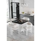Avvio Sofia Lake Mdf Ayak Tokyo Demonte Sandalye 80x80 Yemek Masası Mutfak Masası 4 Kişilik SİYAH MERMER