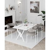 Avvio Trend Beyaz Teddy Sandalye 80x120 Yemek Masası Mutfak Masası 4 Kişilik Masa Sandalye Takımı Beyaz