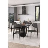 Avvio Vanessa Siyah Polo Metal Sandalye 90X90 Kare Yemek Masası Mutfak Masası Masa Sandalye Takımı