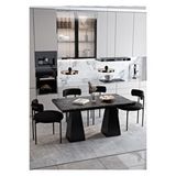 Avvio Venera Lake Mdf Ayak Teddy Sandalye 80x120 Yemek Masası Mutfak Masası 4 Kişilik Masa Sandalye Takım SİYAH MERMER