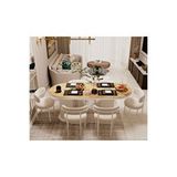 Avvio Veyron Beyaz Teddy Sandalye 80x160 Yemek Masası Mutfak Masası 6 Sandalyeli Masa Sandalye Takım akça