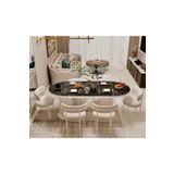 Avvio Veyron Beyaz Teddy Sandalye 80X160 Yemek Masası Mutfak Masası 6 Sandalyeli Masa Sandalye Takım