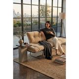 AVYNA Luxury Ikili Kanepe | Mekanizmalı Yatak Sistemli Ikili Koltuk - Baby Face Kumaş - Krem