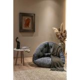 AVYNA Monza™ Premium Relax 2’si 1 Arada Yer Minderi & Armut Koltuk – Tay Tüyü Kumaş, Ergonomik Tasarım - Füme
