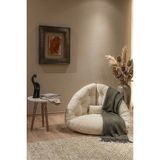 AVYNA Monza™ Premium Relax 2’si 1 Arada Yer Minderi & Armut Koltuk – Tay Tüyü Kumaş, Ergonomik Tasarım - Krem