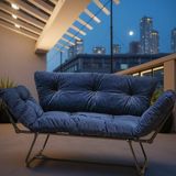 AVYNA Nordic Elegance Lacivert Katlanır Kanepe Metal İskelet Tay Tüyü Kumaş 150 cm Modern Tasarım