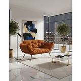 AVYNA Prestige Comfort Collection – Yatak Olabilen Mekanizmalı Ikili Kanepe | Kolları Açılan Yataklı Koltuk - Turuncu